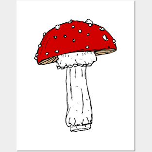 amanita muscaria red cap mushroom Posters and Art